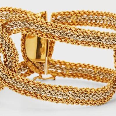 Neiman Marcus Estate 18K Gold Woven Bracelet