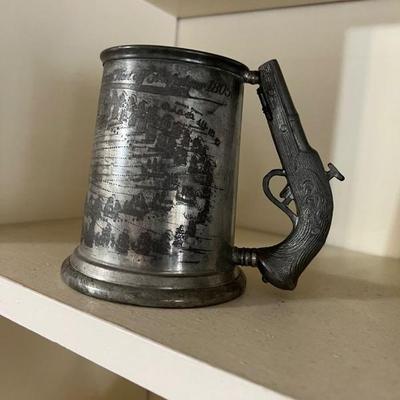 Commemorative pewter tankard/pistol handle