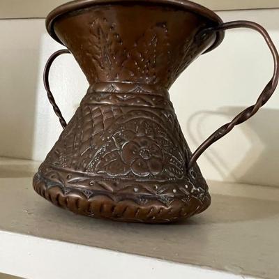 Vintage hand tooled copper vase