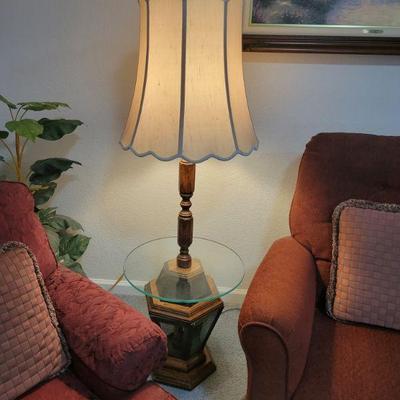 Dumbwaiter floor lamp
18" diameter glass top 55" tall