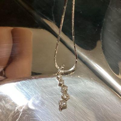 KIHE110 Diamond & 14k Pendant Necklace	Beautiful ZEI 14k white gold and diamond pendant necklace. Weighs approximately 4.56 grams. Â...