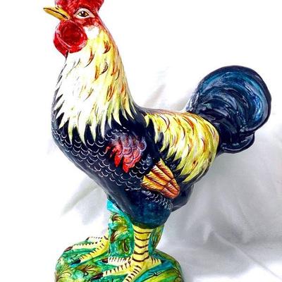 JIFI903 Vintage Neiman Marcus Rooster	Approximately 16.5 inch tall decorative ceramic rooster from Italy for Nieman Marcus, painted in...