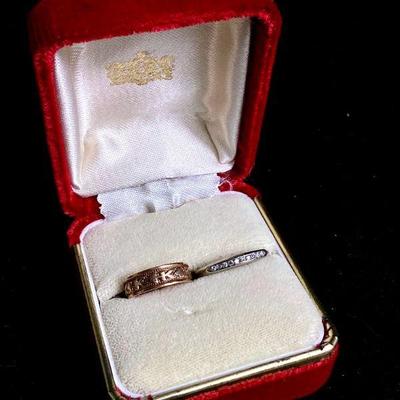 RIHI977 10k & 14k Vintage Gold Rings	1 child's ring 10k gold ring - ring size 2, stamped Peacock inside. Â 1 - Gold 14k white gold...