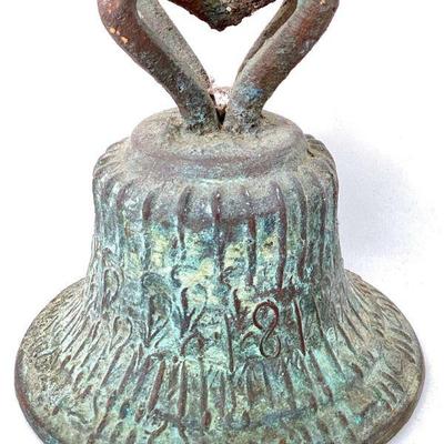RIHI969 Antique Bronze Bell	Heavy, cast bronze Mexican mission bell, circa early 20th century, stamped Mejico, with a date of 1811. Â...