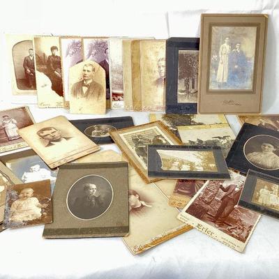 RIHI914 Antique Cabinet Card Photo Collection	Portraits of babies, children, families, men and women, and horses.
