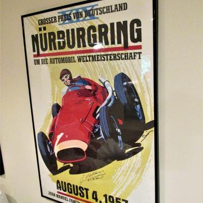 Rare 1957 German F-1 poster signed by Juan Manuel & Dennis Simon