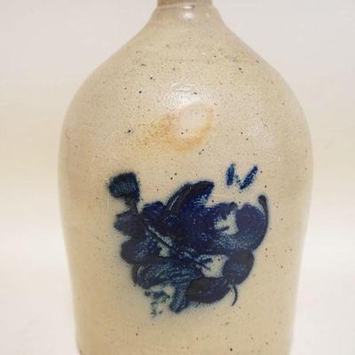 1078	STONEWARE BLUE DECORATED JUG, 2 GAL, APPROXIMATELY 14 1/4 IN HIGH, HANDLE REPAIRED
