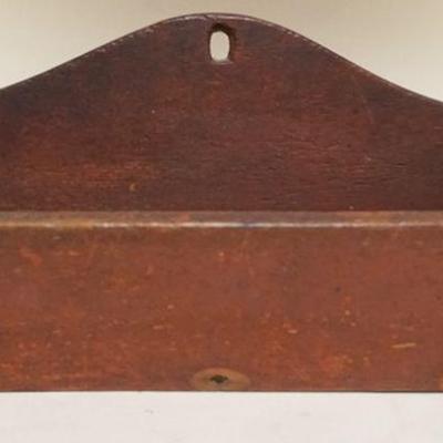 1102	ANTIQUE COUNTRY PINE HANGING BOX IN RED, APPROXIMATELY 13 IN X 7 1/2 IN X 5 1/4 IN HIGH
