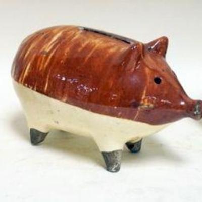 1085	GROUP OF 3 YELLOWARE PIG BANKS W/BROWN & MULTICOLOR GLAZE, APPROXIMATELY 7 IN X 5 IN HIGH
