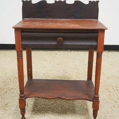 1286A	PRIMITIVE 1 DRAWER STAND WITH BACK SPLASH, APPROXIMATELY 24 IN X 16 IN X 34 IN H
