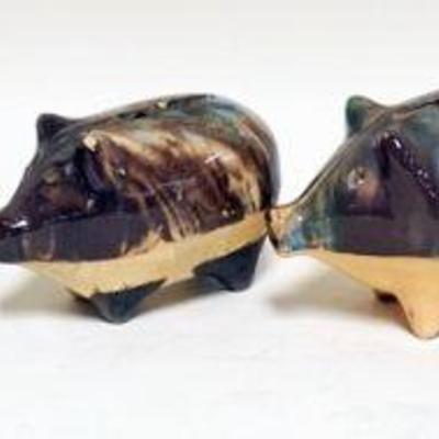 1086	GROUP OF 5 YELLOWARE PIG BANKS W/BROWN & MULTICOLOR GLAZE, APPROXIMATELY 5 IN X 3 1/2 IN HIGH
