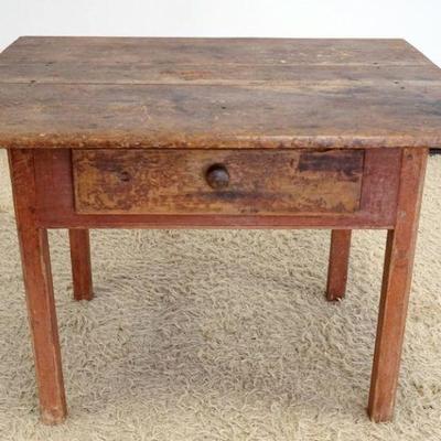 1244	COUNTRY PINE ONE DRAWER WORK TABLE, PIN CONSTRUCTION BASE, APPROXIMATELY 41 IN X 35 IN X 28 IN HIGH
