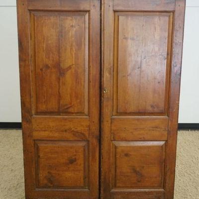 1271	COUNTRY PINE DOUBLE PANELED DOOR CUPBOARD, PIN CONSTRUCTION DOORS & DOVETAILED CASE, APPROXIMATELY 25 IN X 48 IN X 67 IN
