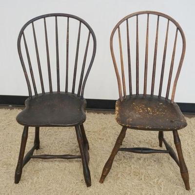 1258	2 ANTIQUE COUNTRY HOOP BACK WINDSOR CHAIRS
