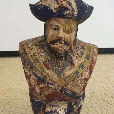 1039	ANTIQUE CARVED WOOD PIRATE, ALLEDGED TO BE FROM AN AMUSEMENT PARK, APPROXIMATELY 16 IN X 32 IN HIGH
