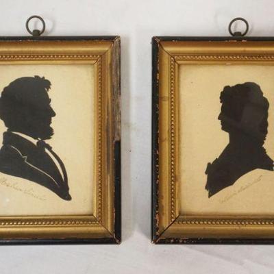 1305	PAIR OF FRAMED SILHOUETTES, ABRAHAM LINCOLN & MARY TODD LINCOLN, APPROXIMATELY 4 1/2 IN X 5 IN
