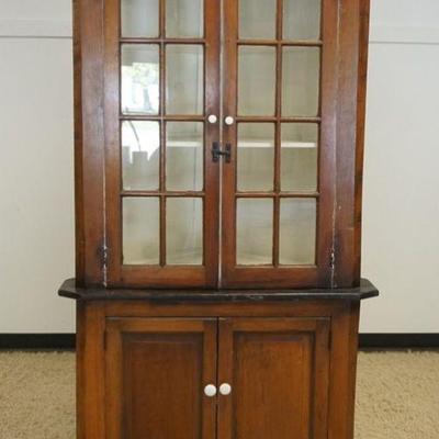 1279	2 PIECE PINE CORNER CUPBOARD, 16 PANE, APPROXIMATELY 43 IN X 82 IN HIGH
