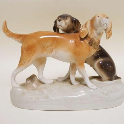 1001	ROYAL DUX PORCELAIN HUNTING DOGS, APPROXIMATELY 11 IN X 4 IN X 9 IN HIGH
