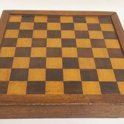 1110	ANTIQUE WOOD CHECKER & GAME BOARD W/HIDDEN DRAWER, APPROXIMATELY 13 1/4 IN X 2 IN HIGH
