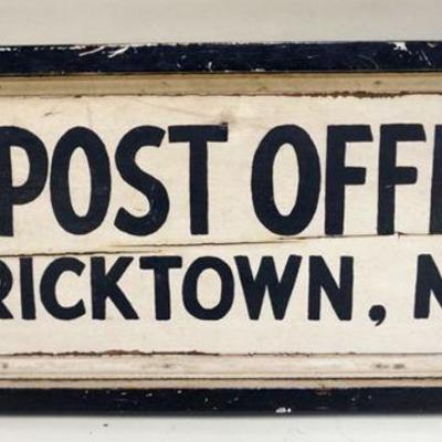 1233	US POST OFFICE WOOD SIGN PEDRICKTON NJ, APPROXIMATELY 27 IN X 11 IN X 2 IN

