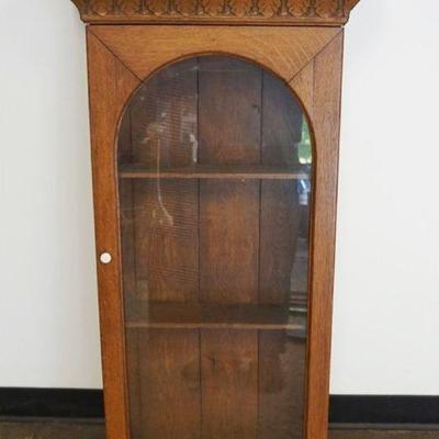 1320	OAK WALL CLOCK CASE, RETROFITTED FOR HANGING DISPLAY SHELF, APPROXIMATELY 20 IN X 8 IN X 45 IN HIGH
