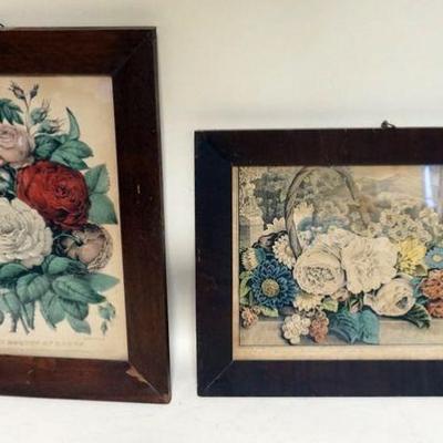 1179	2 FRAMED CURRIER & IVES & N CURRIER PRINTS *THE BOQUET OF ROSES & ROSES IN BASKET, APPROXIMATELY 13 IN X 17 IN OVERALL
