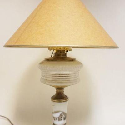 1200	ANTIQUE KEROSENE LAMP W/HAND PAINTED BASE, BURNER ELECTRIFIED, APPROXIMATELY 23 IN HIGH
