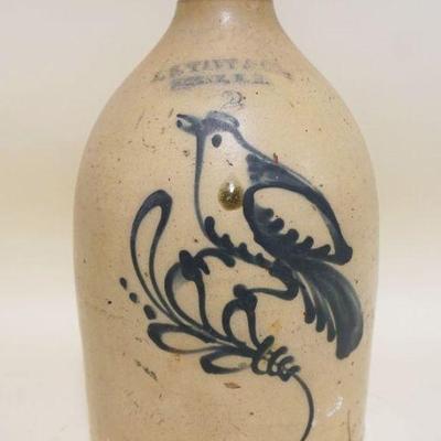 1074	JS TAFT & CO STONEWARE JUG, 2 GAL, BLUE BIRD DECORATED, INCISED AT TOP JS TAFT & CO KEENE NH, APPROXIMATELY 15 IN HIGH
