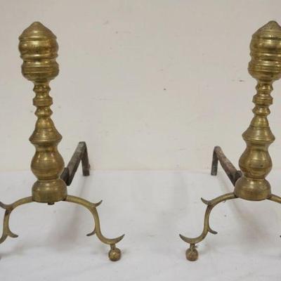 1125	ANTIQUE BRASS PAW FOOT ANDIRONS, APPROXIMATELY 17 IN HIGH
