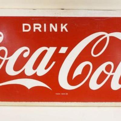 1315	LARGE ANTIQUE METAL COCA-COLA STORE SIGN, APPROXIMATELY 41 IN X 16 IN X 3 IN DEEP
