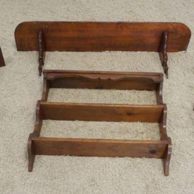 1288	LOT OF 6 ASSORTED PINE WALL HANGING SHELVES, LARGEST APPROXIMATELY 31 IN X 26 IN X 6 IN DEEP
