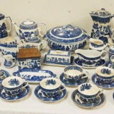 1062	GROUP OF ASSORTED BLUE & WHITE WILLOW WARE, 118 PIECES, ENGLAND/JAPAN
