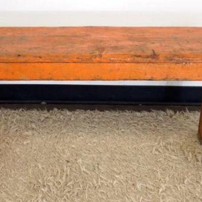 1239	ANTIQUE MORTICED PINE BENCH
