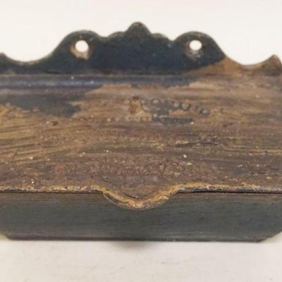 1195	ANTIQUE CAST IRON MATCH SAFE *SELF CLOSING* PAT 1864, APPROXIMATELY 6 IN X 3 IN X 3 IN

