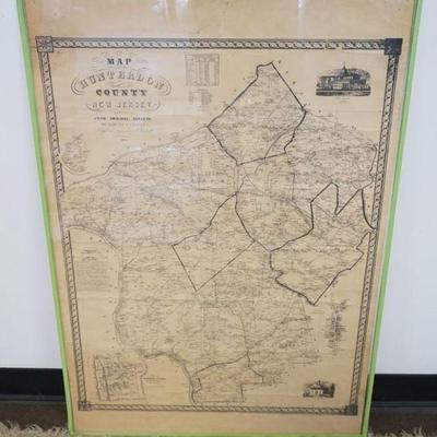 1313	1851 MAP OF HUNTERDON CO UNDER GLASS, SAMUEL C CORNELL, APPROXIMATELY 27 1/2 IN X 40 IN
