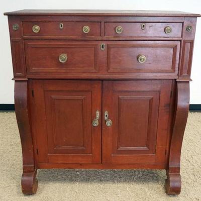 1247	ANTIQUE EMPIRE 3 DRAWER 2 DOOR CUPBOARD, APPROXIMATELY 20 IN X 41 IN X 54 IN HIGH
