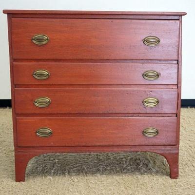 1238	ANTIQUE COUNTRY 4 DRAWER CHEST, REPAIR TO TOP & FEET, APPROXIMATELY 19 IN X 41 IN X 41 IN
