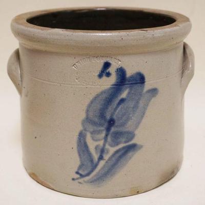 1084A	BLUE DECORATED STONEWARE CROCK, UNION POTTERY NEWARK NJ, J ZIPE
