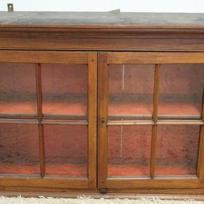 1235	ANTIQUE WALNUT 2 DOOR HANGING CUPBOARD W/8 INDIVIDUAL GLASS PANES, APPROXIMATELY 12 1/2 IN X 41 IN X 28 IN HIGH
