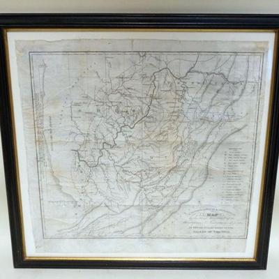 1177	ANTIQUE MAP FRAMED, TOPOGRAPHICAL & GEOLOGICAL MAP OF THE VALLEY OF THE OHIO, APPROXIMATLY 21 IN X 20 IN OVERALL
