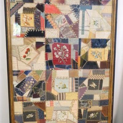 1123	FRAMED QUILT UNDER GLASS W/BIRDS, BUTTERFLIES & FLOWERS, APPROXIMATELY 5 FT X 3 FT OVERALL
