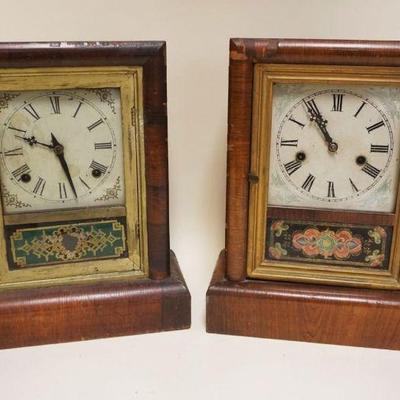 1298	2 ANTIQUE SHELF CLOCKS, TALLEST APPROXIMATELY 14 IN HIGH
