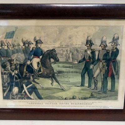 1182	FRAMED N CURRIER PRINT *GENERAL TAYLOR NEVER SURRENDERS* APPROXIMATELY 13 IN X 17 IN
