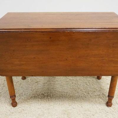 1235C	ANTIQUE COUNTRY PINE DROP LEAF TABLE WITH 1 DRAWER IN CHERRY FINISH, APPROXIMATELY 21 IN X 35 IN X 29 IN H, OPEN 48 IN
