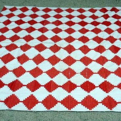 1120	ANTIQUE HAND SEWN QUILT, APPROXIMATELY 6 FT 10 IN X 6 FT 4 IN, W/WEAR
