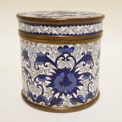 1021	ANTIQUE CLOISONNE ROUND COVERED JAR, APPROXIMATELY 3 1/4 IN HIGH
