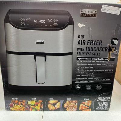 New Bella Pro Series 6 Qt. Air Fryer Touchscreen