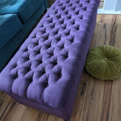 purple plush ottoman 