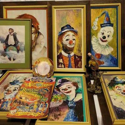Clown Paintings, Figurines & Circus Memorabilia