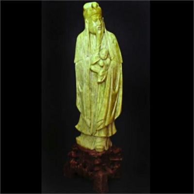 Lot 003 
Chinese Carved Soapstone Immortal SHOU LAO with Baby
